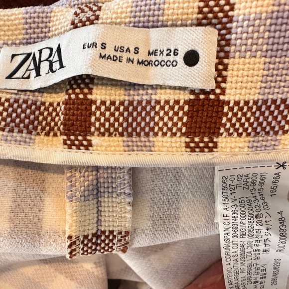 ZARA PLAID LILAC/ECRU/BROWN PENCIL SKIRT SIZE S - Picture 4 of 9